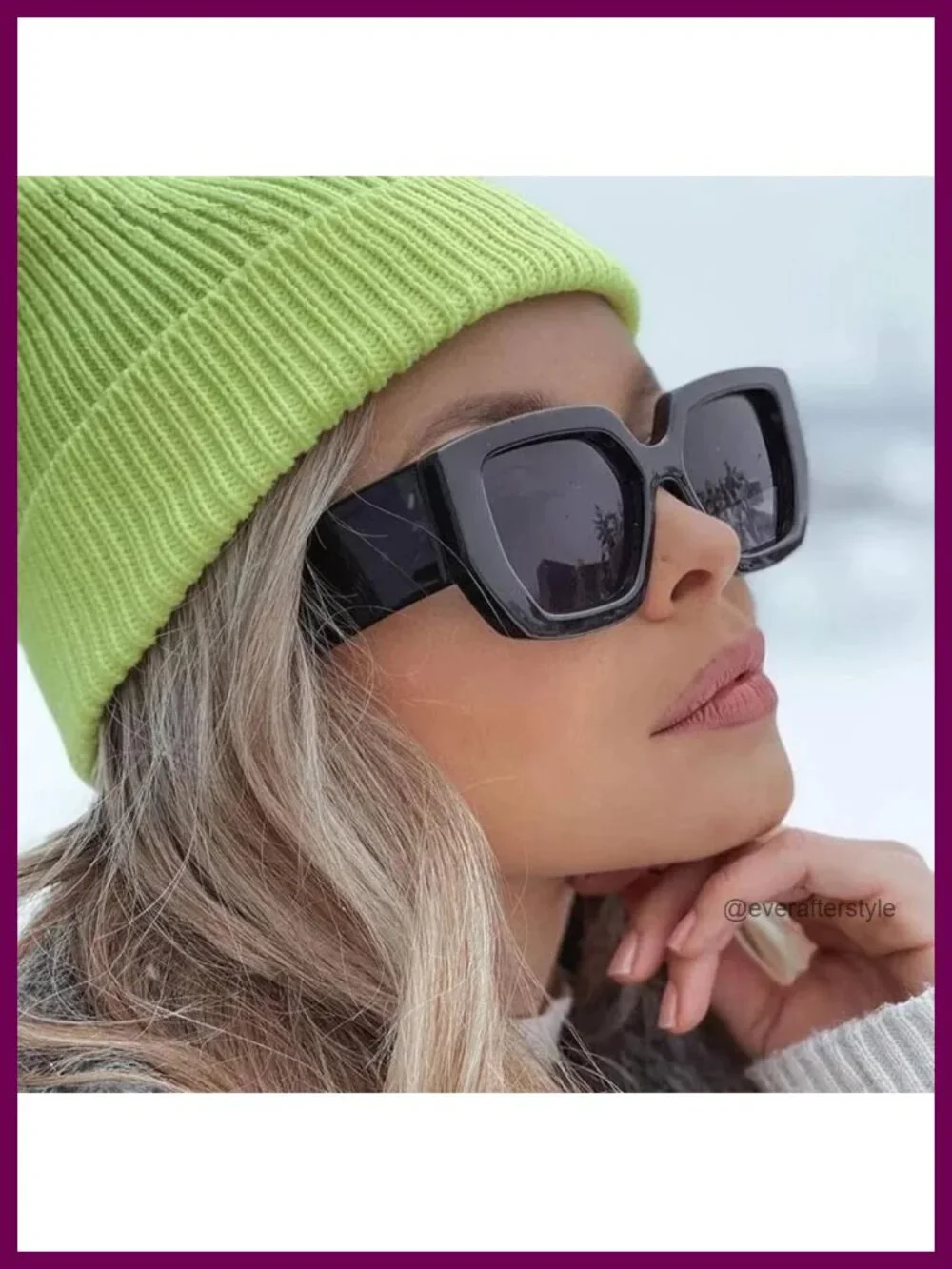 Oversized Square Sunglasses Thick Frame UV400 Protection Unisex